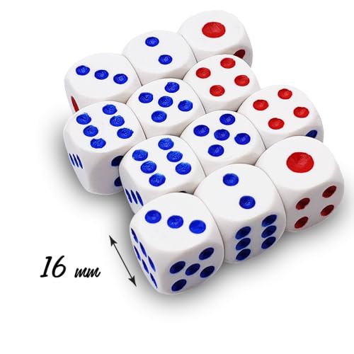 Juego de 12 tuercas blancas de 6 caras de 16 mm con esquinas redondeadas Dice Game D6 para juegos de mesa, juego de rol y dados, juegos matemáticos para niños