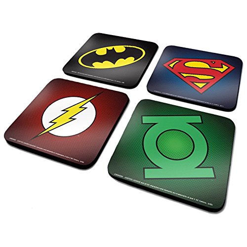 Juego de 4 posavasos originales de DC: Batman, Superman, Flash y Linterna Verde