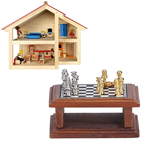 Juego de ajedrez en miniatura, casa de muñecas 1:12, minijuego de ajedrez exquisito, regalo de decoración del hogar