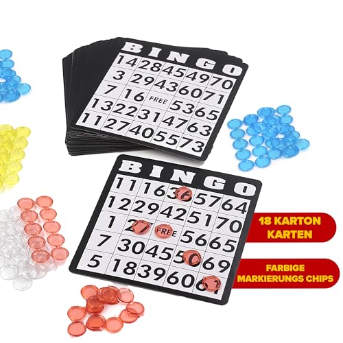 Juego de Bingo, Tambor de Metal, 18 cartones de Bingo, 75 Bolas de Bingo, Tablero de Juego de 150 fichas + 500 cartones de Bingo, Adultos Negros y niños