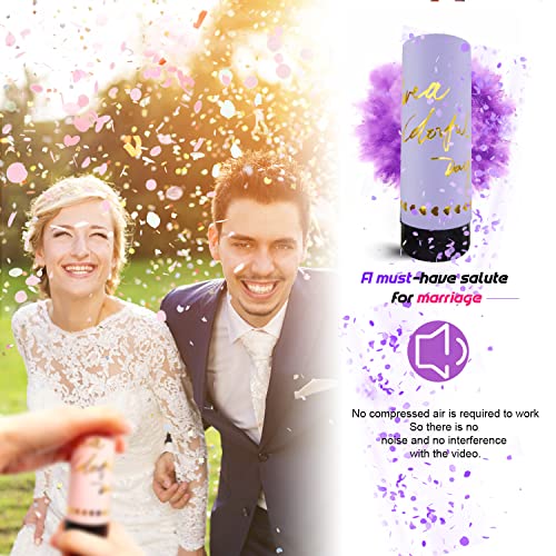 Juego de cañones de confeti multicolor para confeti (pompa de confeti-Push-Pop/confeti-Cone/Confettibombeo) para bodas, cumpleaños, Navidad y otros festivales (púrpura 6 unidades)