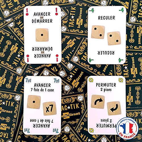 Juego de cartas TACTIK, diseñado y fabricado en Francia. Paquete de 49 cartas originales para jugar al TAC TIK + 5 cartas para jugar al juego de Tock o TOC. Marca francesa Le Delirant®.