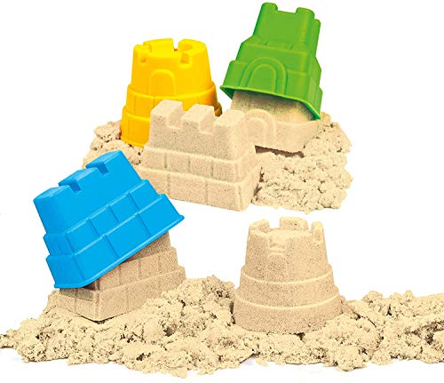 Juego de castillo de arena magica 1 kg, arena cinetica niños, 4 moldes de arena para castillos arena kinetica niños para amasar regalos para niños