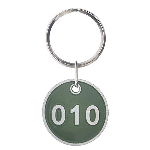 Juego de llaveros con chapas de metal numeradas, de aleación de aluminio, para llaves, número de identificación, llaveros numerados, 100 unidades, verde, 1 to 100