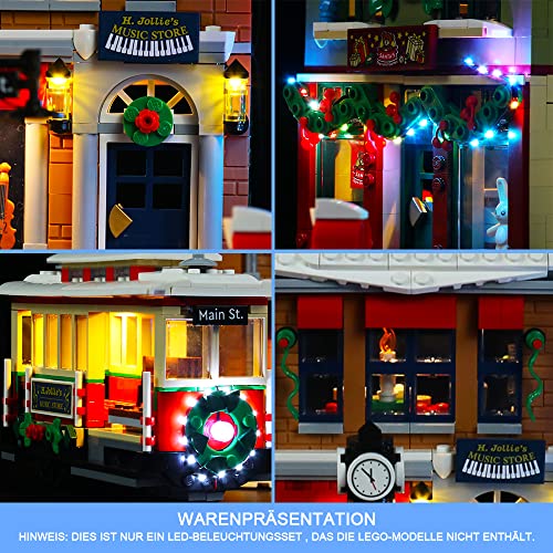 Juego de luces LED para Lego Navidad calle principal decorada, juego de iluminación LED para Lego 10308 Navidad High Street Christmas Street - Juego de luces solamente, no modelo (versión estándar)