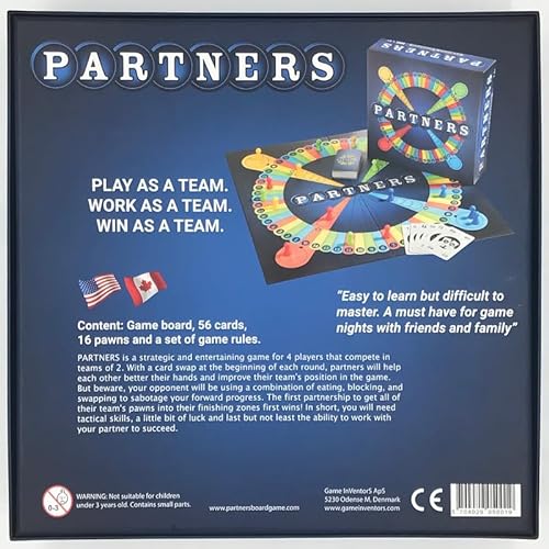 Juego de mesa de los socios: un juego de mesa de estrategia para 4 jugadores jugado en equipos de 2 | perfecto para la noche de juego con la familia, amigos, adultos, adolescentes, todas las edades