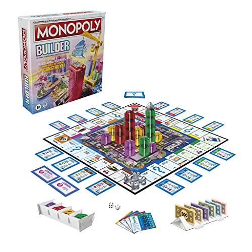Juego de Mesa Divertido Monopoly Builder, Juego de Estrategia, Familiar, para niños