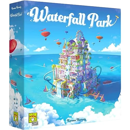 Juego de mesa Waterfall Park, ¡construye el parque de atracciones definitivo! Juego de estrategia, divertido juego familiar para niños y adultos, a partir de 10 años, 3-5 jugadores, tiempo de juego de