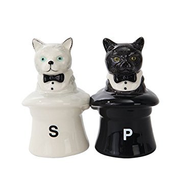 Juego de salero y pimentero – gatos en sombreros de cerámica nuevo regalos 10392