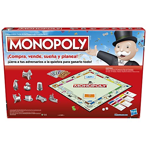 Juego Monopoly, Juego de Mesa clásico para la Familia de 2 a 6 Jugadores, para niños a Partir de 8 años