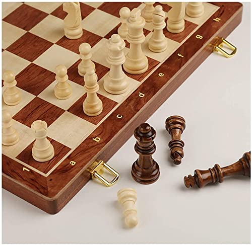 Juegos de ajedrez 2 en 1, Piezas de ajedrez de Madera/Caja de Almacenamiento Plegable, Piezas de ajedrez de Altura King de 3 Pulgadas/2 Queen Extra Gratis/Juego de ajedrez único de 15 Pulgadas y jue