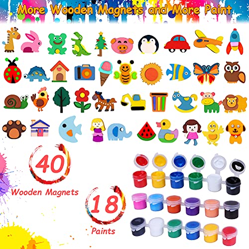 Juegos de Pintura,CGBOOM Manualidades Kit de 40 Imanes De Refrigerador Actividades Creativas, Regalo Cumpleaños para Niños de 3 a 10 años