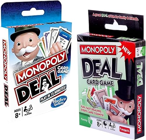 Juegos de Tablero Mo-nopoly Deal Juego de Cartas Juegos de Estrategia Juego de Mesa Familiar e Hijos para Edades de 8 y Más Versión Inglesa 2pcs