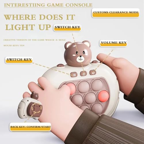 Juegos para Adultos y niños, Juguetes de botón de Juego Pop Fidget, Juegos Pop Light - up Videojuegos empujan rápidamente Juegos educativos Juegos Puzzle 4 Modos Pop Bubble Juguetes (Marrón)