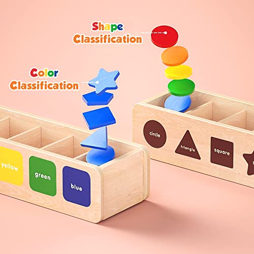 Juguete Montessori Bebé 1 2 3 Años, 25 Piezas Juego Educativo, Cubo Caja Madera, Clasificar Colores Formas, Habilidades Motoras, Regalos Niños Navidad Reyes Magos Cumpleaños