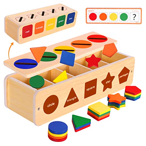 Juguete Montessori Bebé 1 2 3 Años, 25 Piezas Juego Educativo, Cubo Caja Madera, Clasificar Colores Formas, Habilidades Motoras, Regalos Niños Navidad Reyes Magos Cumpleaños