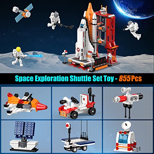 Juguetes de Transbordador Espacial, Juegos de Construcción de Cohetes Stem 11 en 1 de la Ciudad, Exploración de Marte Espacial City Space Juguete para Niños y Niñas de 6-12 Años (A-855 PCS)