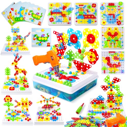 Juguetes Niños 3 4 Años Mosaicos Infantiles Puzzles 3D- Manualidades Construcciones para Niños Herramientas Juguete Juegos Educativos Idea Regalo Niño Niña 3 4 5 6 7 Años(223 Pcs)