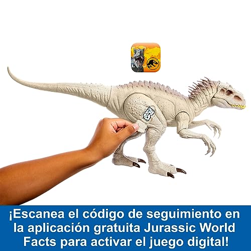 Jurassic World Camufla y Conquista Indominus Rex Dinosaurio de juguete con luces y sonidos +4 años (Mattel HNT64)