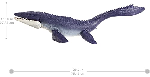Jurassic World: Dominion Mosasaurus Dinosaurio Figura de acci n de 29 Pulgadas de Largo, articulaciones m viles, Juego f Sico y Digital, Juguete a Partir de 4 a os