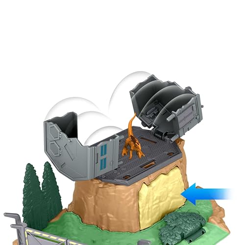 Jurassic World Minis Set de juego Ataque del dinosaurio gigante Dinosaurio con accesorios de juguete, regalo para niños +4 años (Mattel HFF12)