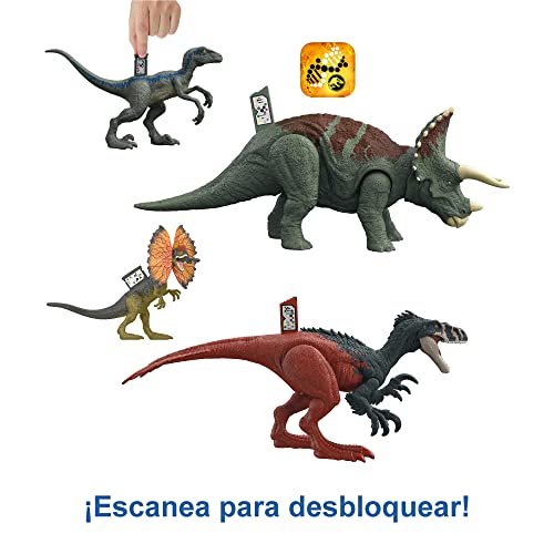 Jurassic World Pack dinosaurios iniciación 4 figuras de acción articuladas, juguete +4 años (Mattel HJJ85)