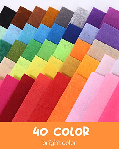 jutyum 40 Colores Hojas de Fieltro para Manualidades, 20x30cm No Tejido Tela de Fieltro Suave Felt Fabric,Fieltro Colores, Artesanal Fieltro, para Patchwork Costura DIY Artesanías de Bricolaje
