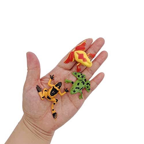 JZK 12 X Colorido Plástico Pequeñas Ranas Juguete Mini Rana Realista Modelo Animal Insecto Juguetes Set para Niños para Estanque Piscina Artificial Micro-Paisaje