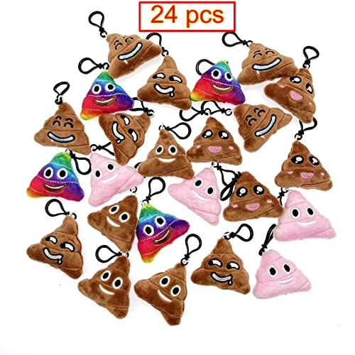 JZK 24 piezas Mini caca Emoji Peluche Juguete 5 cm Emoji Poo Llavero Llavero Emoticon para Niños Niños para Bolsas de Fiesta Rellenos de Bolsas de Fiesta de Niños Regalos de Fiesta de Cumpleaños