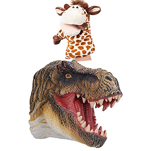 Kadimendium Tazón de mano de dinosaurio, juguetes realistas de manteca de dinosaurio de goma suave con cabeza de dinosaurio Rapace para fiestas de bricolaje