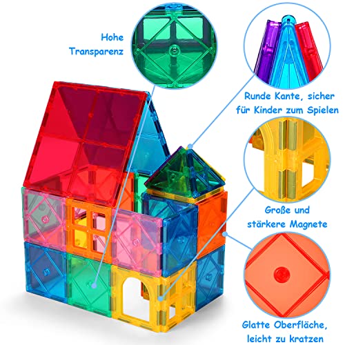 Katiago Bloques de construcción magnéticos para niños 80 Piezas Bloques de construcción educativos 3D Imanes Juego de niños Juguetes para niños Stems Creatividad Montessori