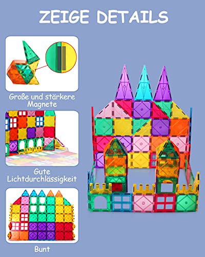 Katiago Bloques de construcción magnéticos para niños 80 Piezas Bloques de construcción educativos 3D Imanes Juego de niños Juguetes para niños Stems Creatividad Montessori