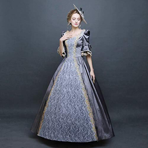 KBOPLEMQ Ropa medieval para mujer, vestido de reina victoriana medieval, de encaje, patchwork, línea A, vestido gótico, vestido renacentista, vestido de princesa, cosplay, disfraz de Halloween para