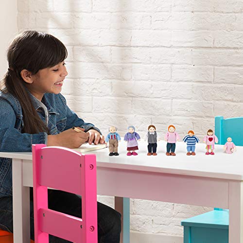 KidKraft Familia de 7 muñecos de Madera, Mini Figuras (12 cm de Alto), Accesorios para casa de muñecas, Juguetes niños y niñas Desde 3 años (65202)