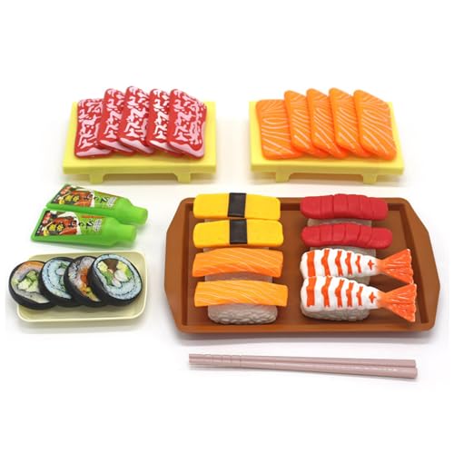 KieTeiiK Toys,Pretend for Play Food Juego de comida japonesa de sushi con sashimi de salmón wasabi, modelo realista, foto de regalo interactiva para niñas