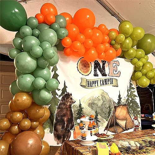 Kit de arco de guirnalda de globos de dinosaurio, kit de arco de globos verde salvia, naranja, marrón, para niños, decoraciones de fiesta de cumpleaños temática de dinosaurios para safari de la selva,
