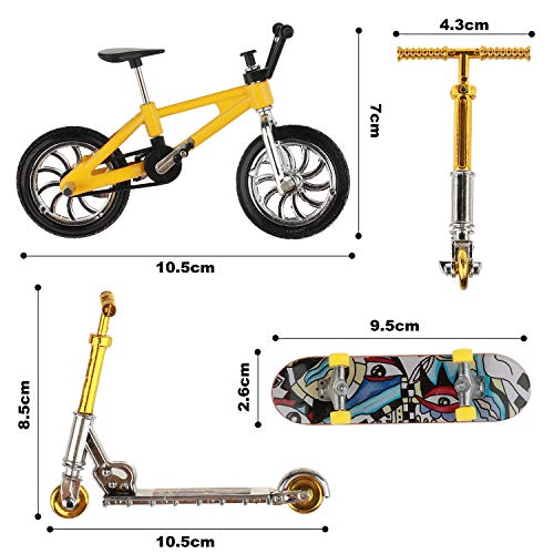 Kit de Skate Park, mini juego de juguetes de dedo, monopatines, bicicletas de dedo, pequeña tabla oscilante con ruedas y herramientas de repuesto (17 piezas)