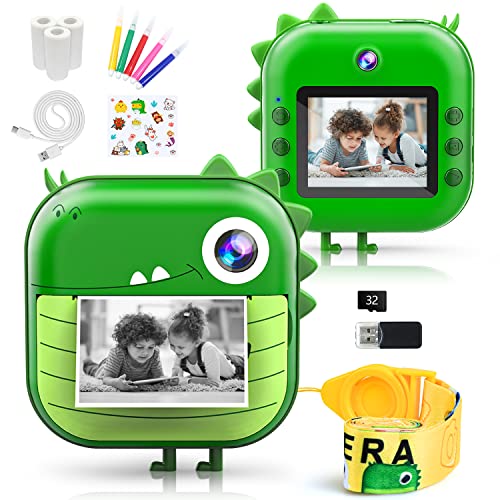 Kizeefun Cámara Infantil con Impresión Instantánea - Juguetes Fotos, de cumpleaños, para niños de 3 - 10 años, con Tarjeta SD de 32 GB