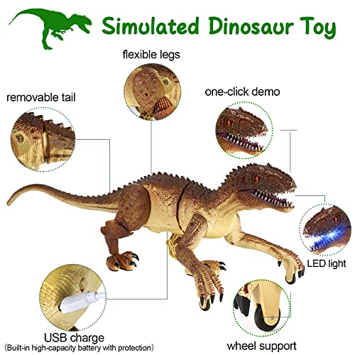 Kizmyee Juguete de Dinosaurio, Control Remoto de Dinosaurio para niños Velociraptor Realista con Caminar,