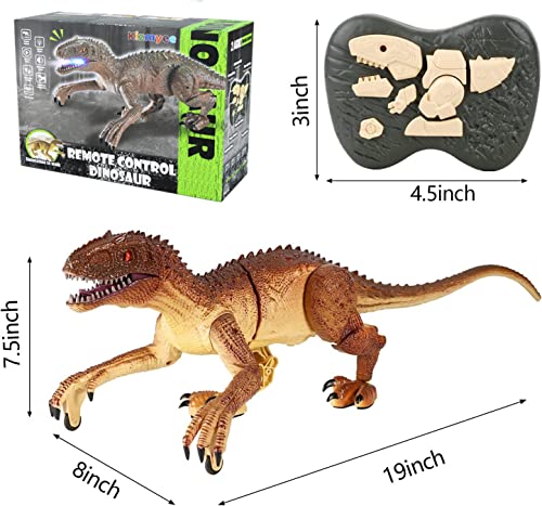 Kizmyee Juguete de Dinosaurio, Control Remoto de Dinosaurio para niños Velociraptor Realista con Caminar,