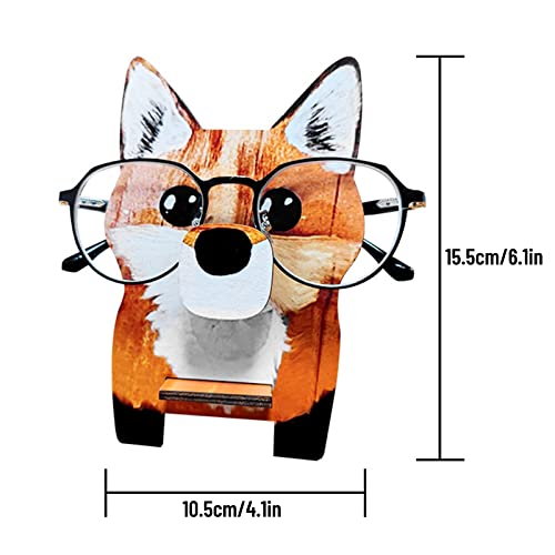 KJ-KUIJHFF Expositor de gafas de vista para animales de madera para gafas de vista para joyas de almacenamiento de gafas de zorro