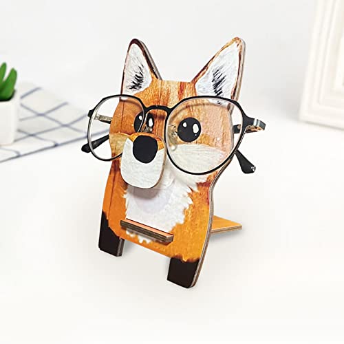 KJ-KUIJHFF Expositor de gafas de vista para animales de madera para gafas de vista para joyas de almacenamiento de gafas de zorro