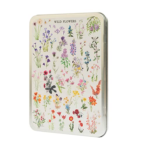 Kokonote Puzzle 100 piezas Botanical Wild Flowers - Puzzle flores con caja metálica - Rompecabezas 25x15 cm - Flores decoración - Accesorios Kokonote