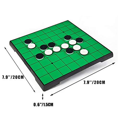KOKOSUN Reversi Ajedrez, Reversi Juegos, 20 × 20 cm, juego de estrategia de tablero de ajedrez blanco y negro, tablero de ajedrez magnético plegable de almacenamiento cómodo (Reversi)