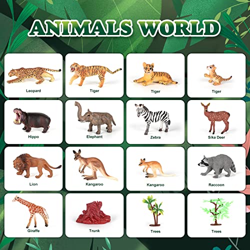 kramow 18 Piezas Juguetes Animales para niños 2 años,Figurines Juguetes de Animales Salvajes Educativo Regalo para niños niñas