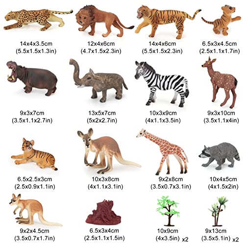 kramow 18 Piezas Juguetes Animales para niños 2 años,Figurines Juguetes de Animales Salvajes Educativo Regalo para niños niñas