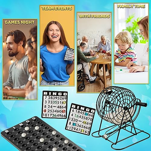 KreativeKraft Juego de Mesa Bingo Adultos y Niños - Incluye Tablero, Fichas, Bolas y Cartones - Juega en Familia o con Amigos