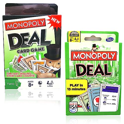 Ksopsdey Juegos de Tablero Monopoly Deal, Juego de Cartas Monopoly Deal, Juego de Cartas, Juego de Mesa Familiar para Edades de 8 y Más