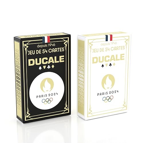 La Ducale - Juego de 54 Cartas JO Paris 2024 - Juego de póker, Presidente, Batalla, palmito, 8 estadounidenses - Fabricado en Francia