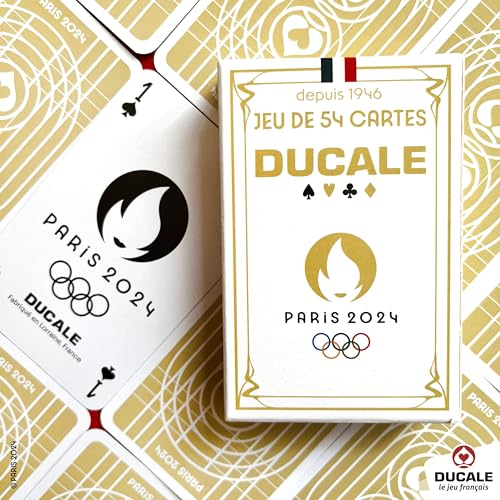 La Ducale - Juego de 54 Cartas JO Paris 2024 - Juego de póker, Presidente, Batalla, palmito, 8 estadounidenses - Fabricado en Francia